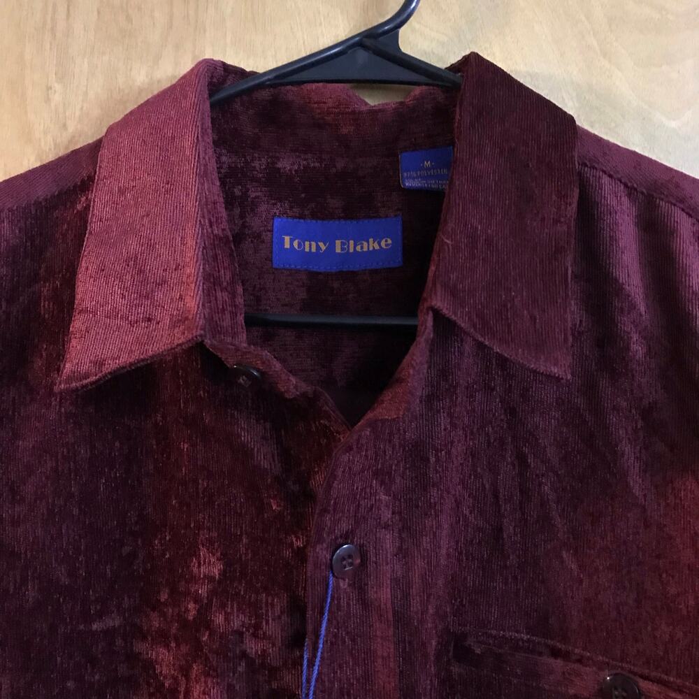 Tony Blake Burgundy Long Sleeve Men's Shirt, Size M